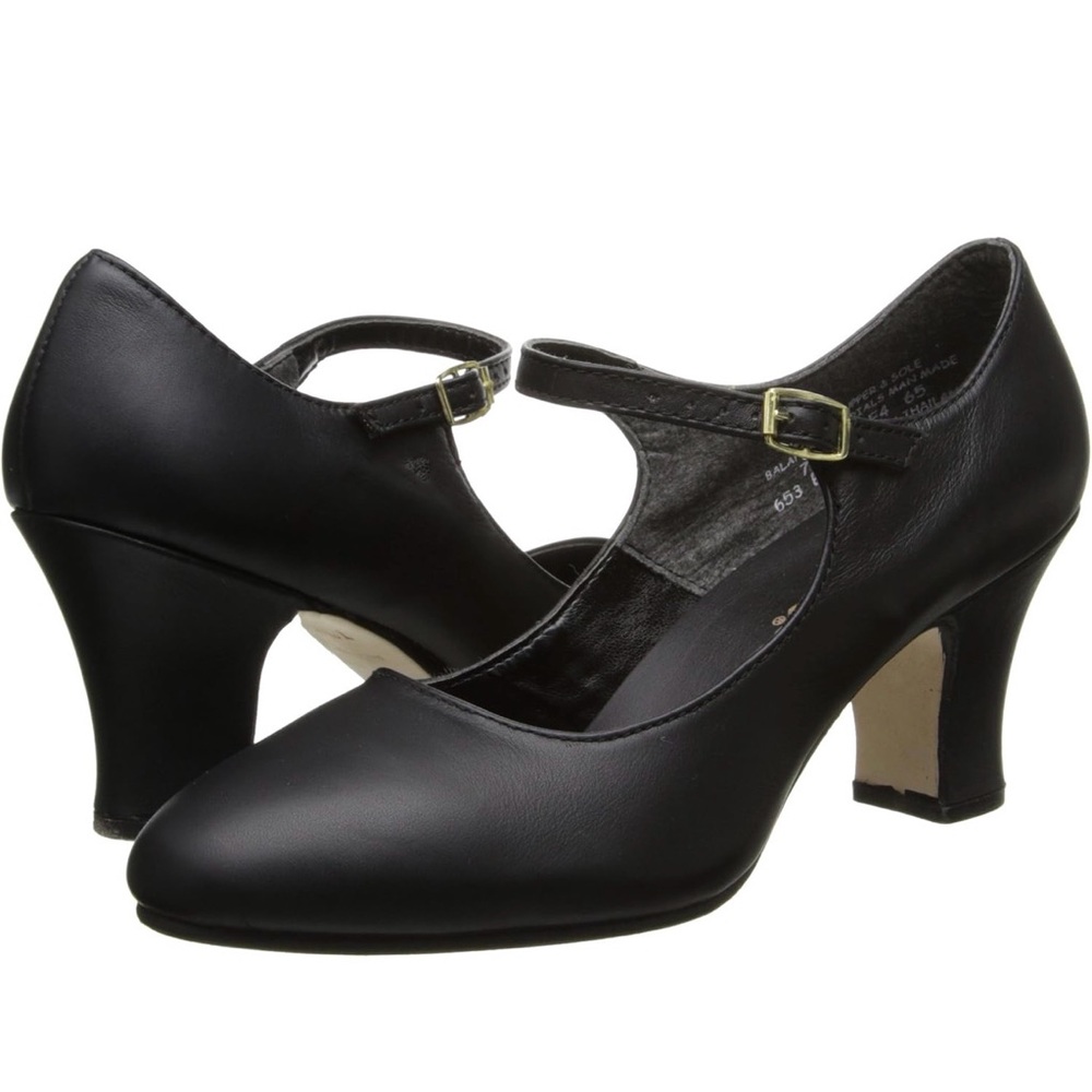 Capezio Black Character Shoes Women’s 10.5M 3” Heel Leather Mary Jane Tap Ready